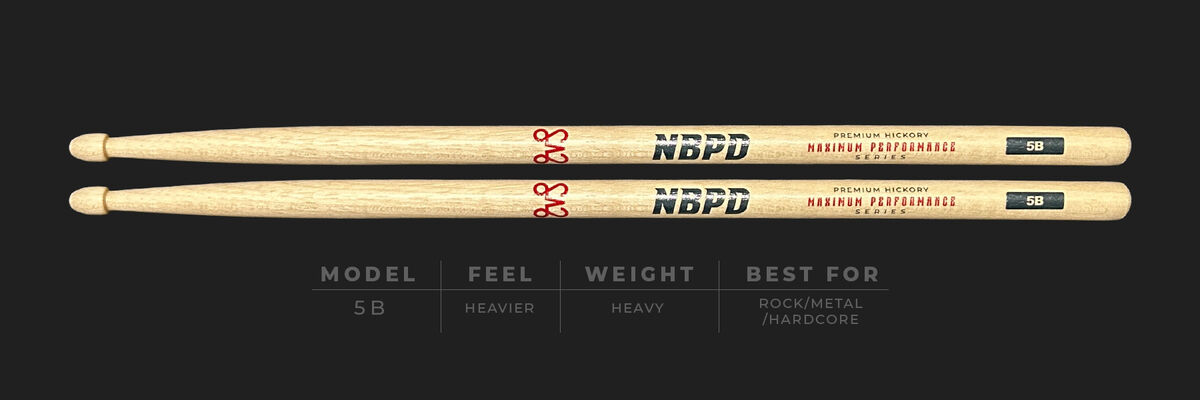 5B — NBPD premium maple drumstick for power drumming
